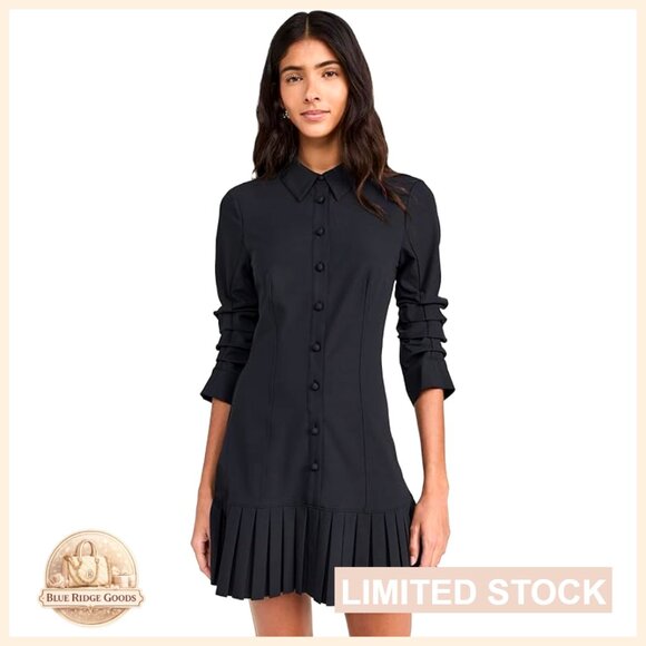 Mermaid Cocktail Dress Elegant Evening Wear Pleated Hem Collared Long Sleeve